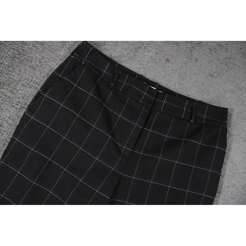 Calvin Klein Womens Black Windowpane Plaid Dress Pants Trousers Size 6 Stretch